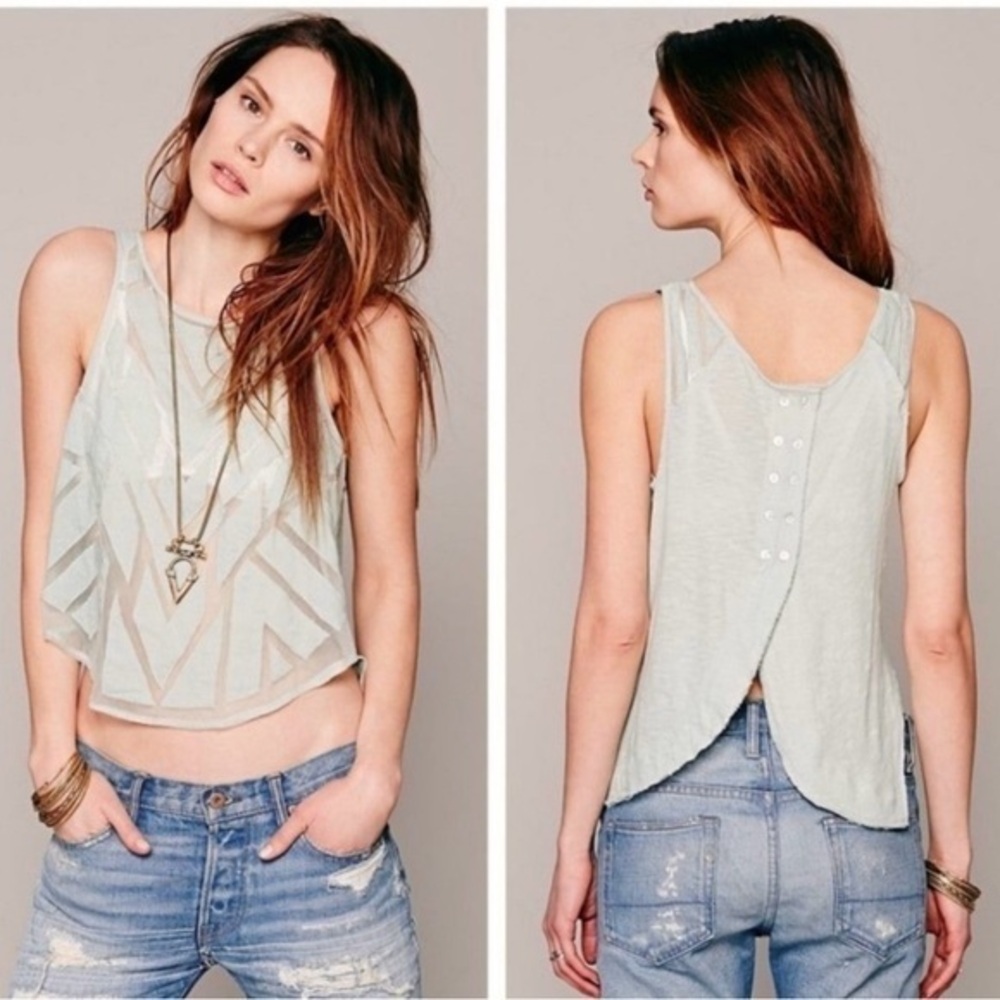 Free people Caged Cutout Ginger Tank  sage green small